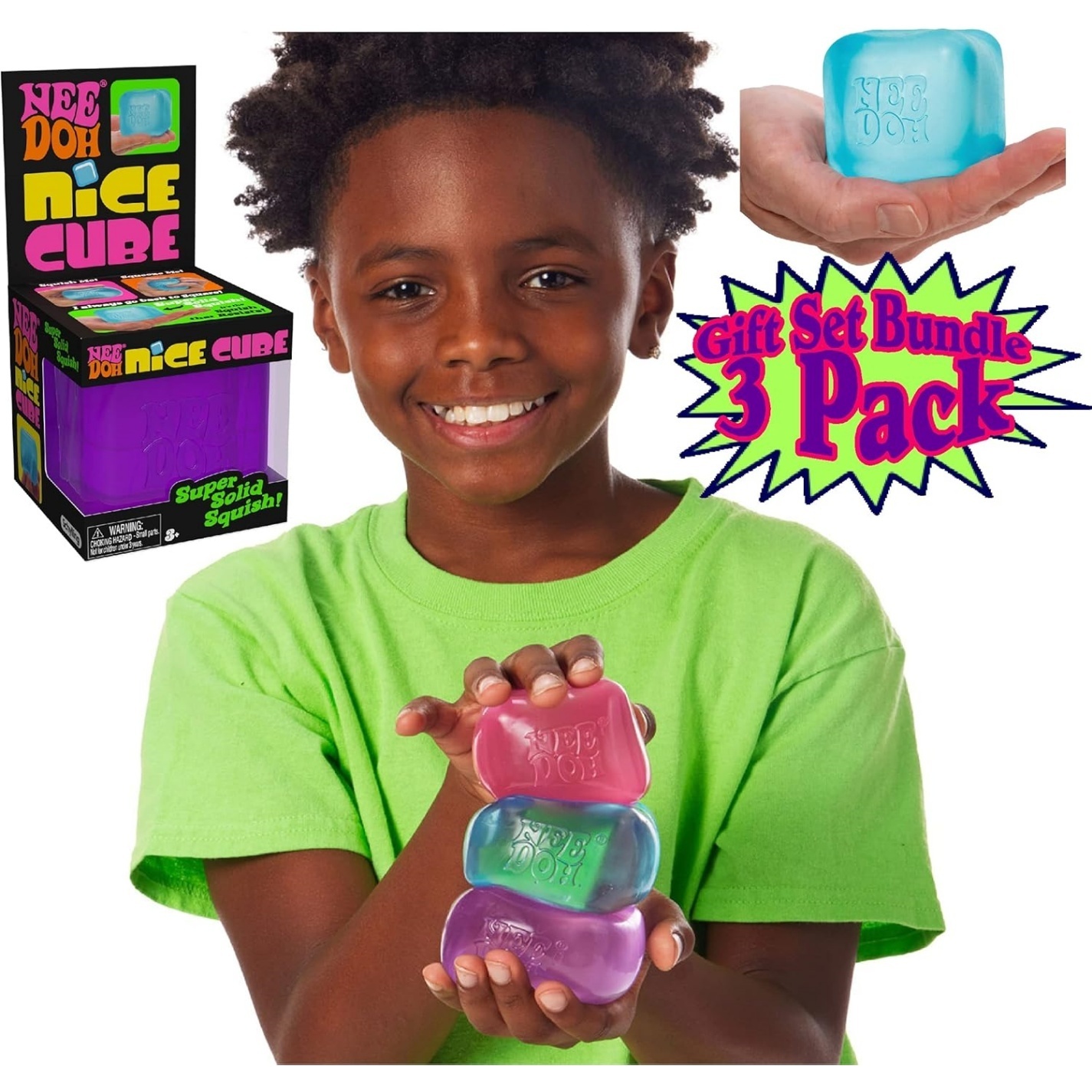 Nice Cube Translucent NeeDoh – 3 Pack (Purple/Pink/Blue) - Image 4